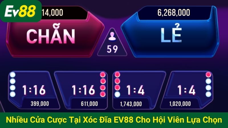 Nhiều cửa cược tại xóc đĩa EV88 cho hội viên lựa chọn
